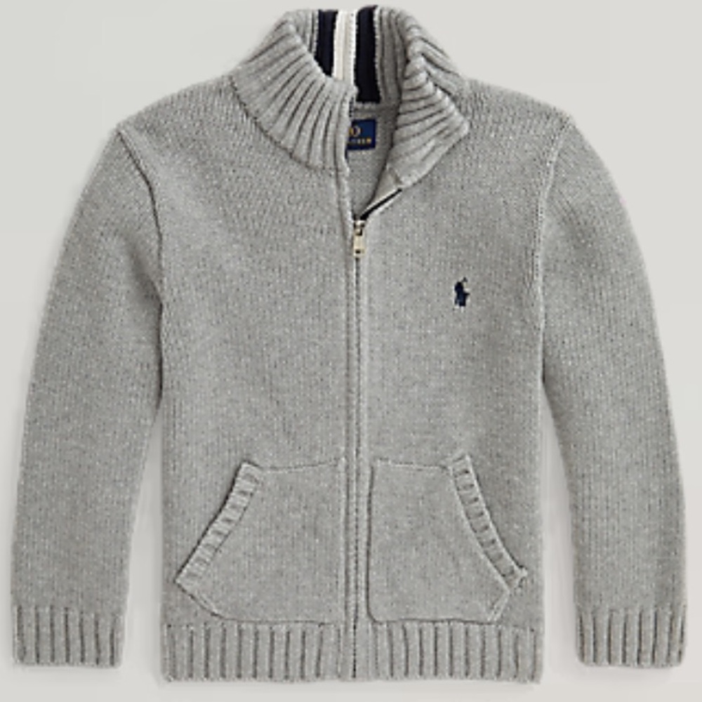 Polo by Ralph Lauren 100% Cotton Full-Zip Sweater with front pockets EUC